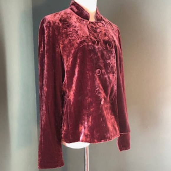 J.Jill Double breasted soft velour jacket silk blend - Picture 2 of 6